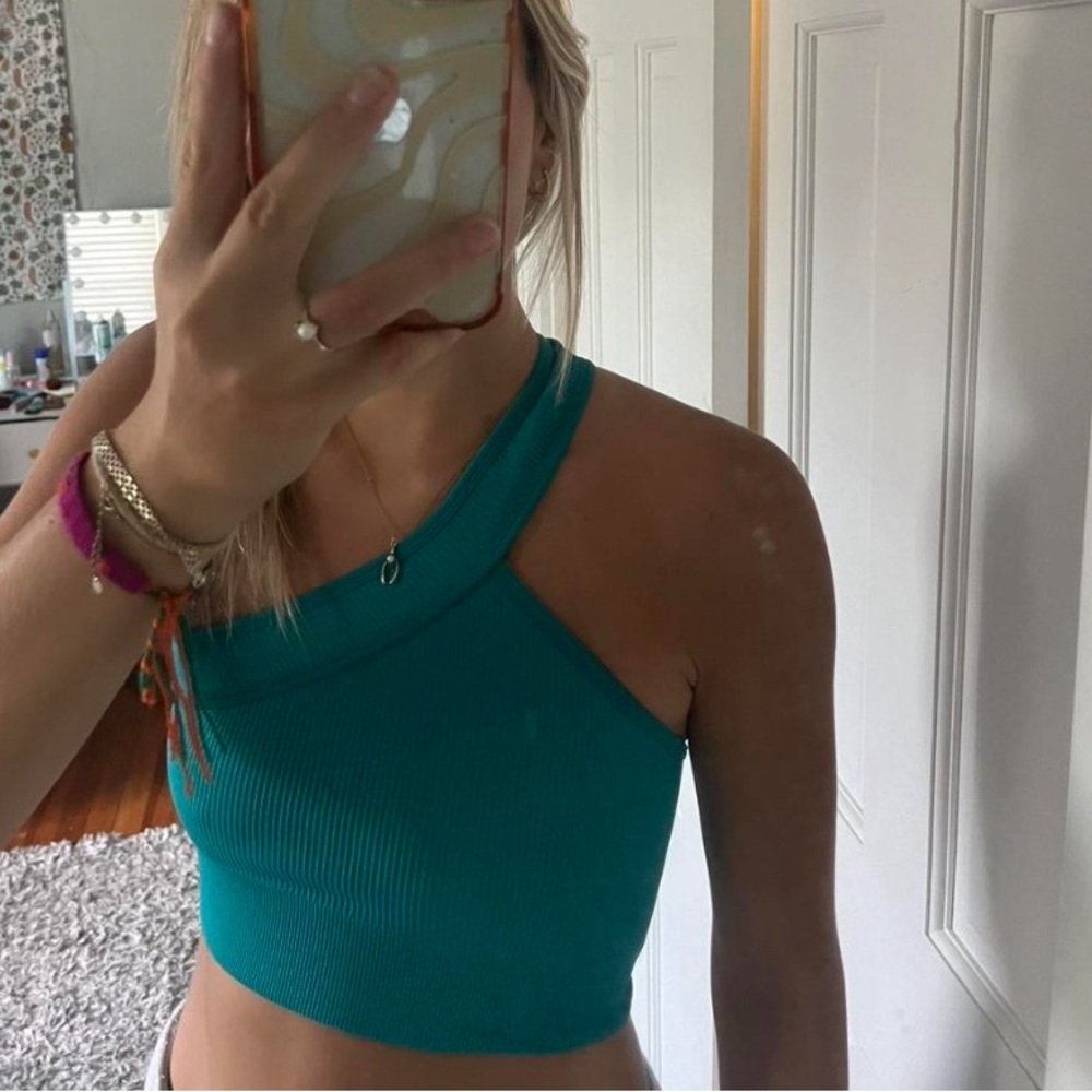 Teal top one shoulder